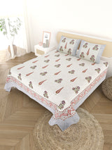 Handblock printed Jute Cotton Bedcover - Double King with 2 Pillow Covers