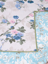 Quilted Floral Printed Reversible Bedcover with 2 Pillow Covers