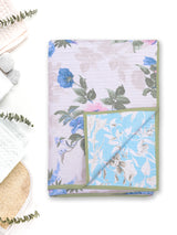 Quilted Floral Printed Reversible Bedcover with 2 Pillow Covers