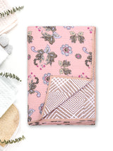 Quilted Floral Printed Reversible Bedcover with 2 Pillow Covers