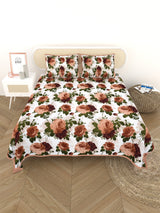 Quilted Floral Printed Reversible Bedcover with 2 Pillow Covers