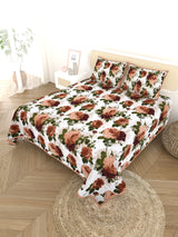 Quilted Floral Printed Reversible Bedcover with 2 Pillow Covers