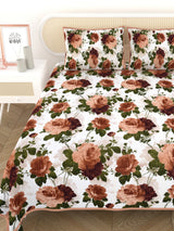 Quilted Floral Printed Reversible Bedcover with 2 Pillow Covers