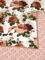 Quilted Floral Printed Reversible Bedcover with 2 Pillow Covers
