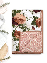 Quilted Floral Printed Reversible Bedcover with 2 Pillow Covers