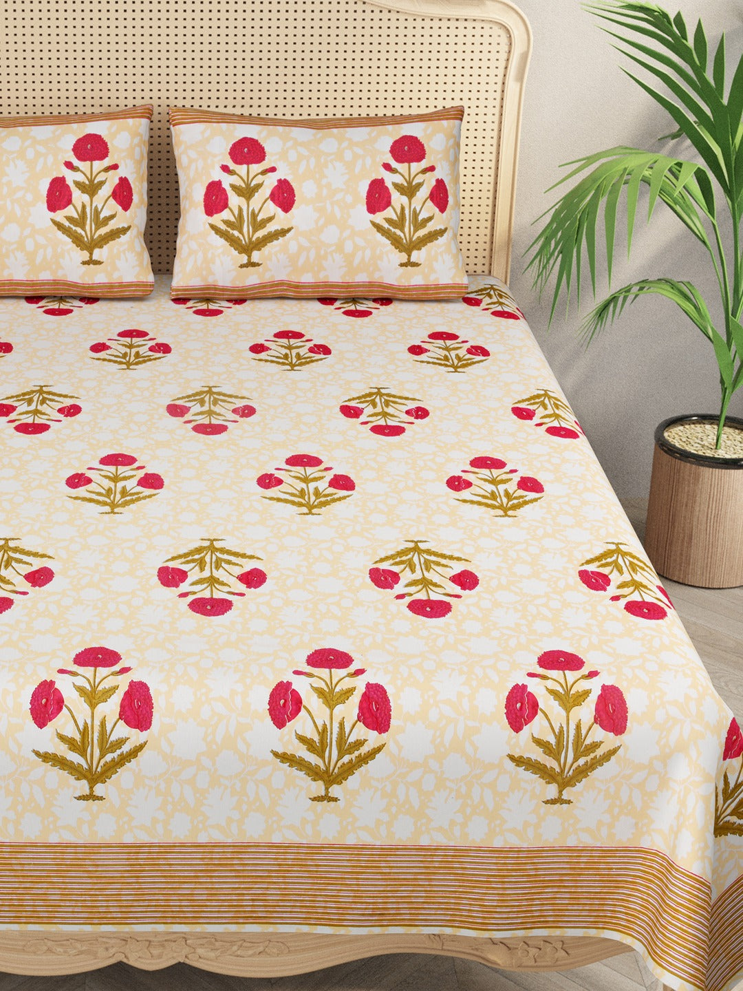 Gift Box  with Super King Cotton Bedsheet with 2 Pillow Covers