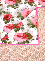 Quilted Floral Printed Reversible Bedcover with 2 Pillow Covers