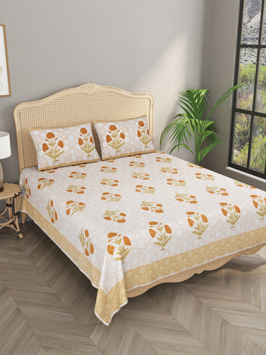 Super King Cotton Bedsheet with 2 Pillow Covers$$