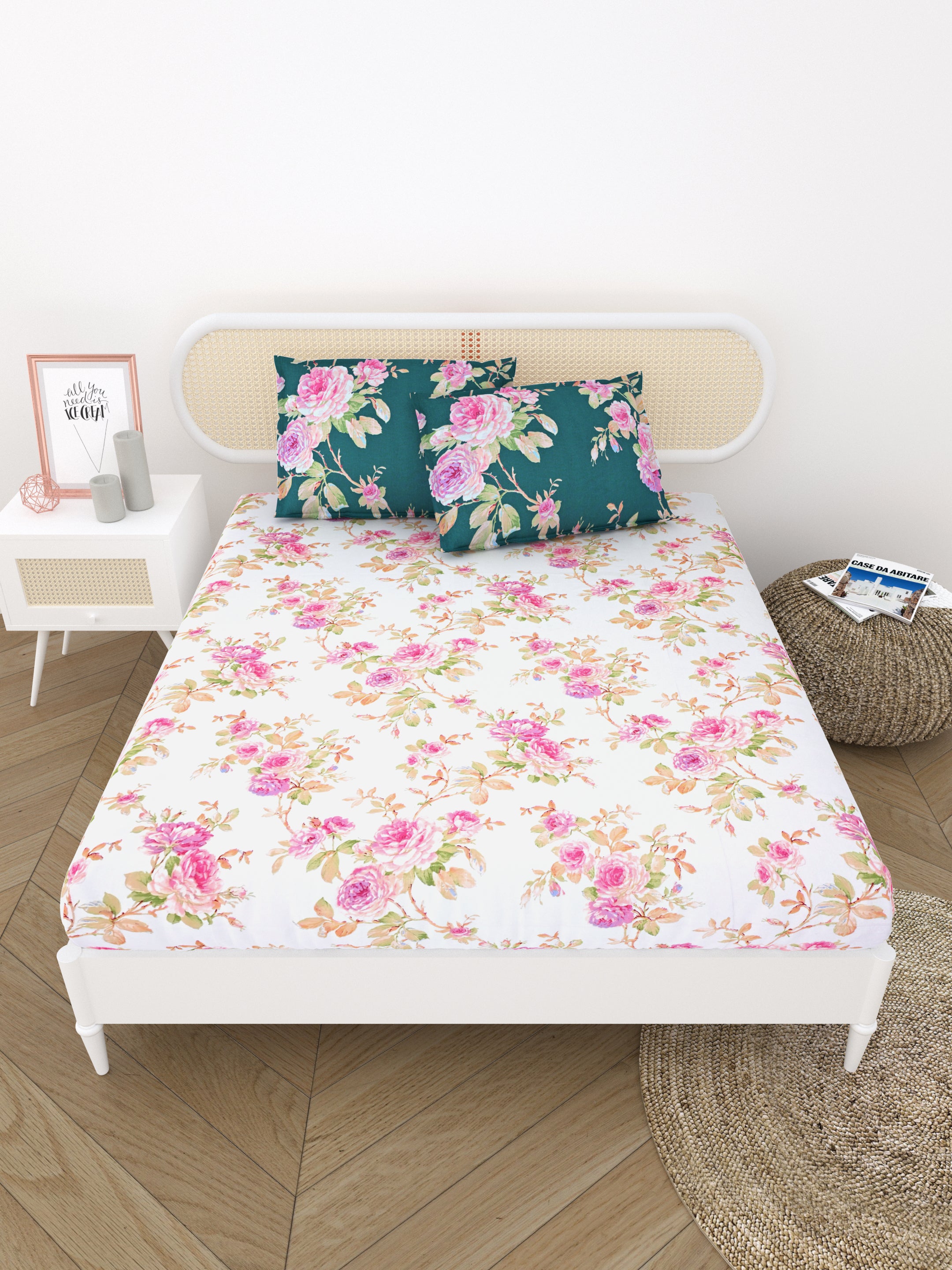 Double King Bedsheet with 2 Pillow Covers