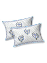 Handblock Printed Quilted Reversible Cotton Bedcover with 2 Pillow Covers