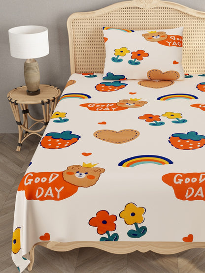 Kids Print Single bedsheet with 1 Pillow Cover