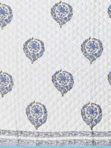Handblock Printed Quilted Reversible Cotton Bedcover with 2 Pillow Covers