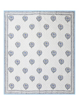 Handblock Printed Quilted Reversible Cotton Bedcover with 2 Pillow Covers