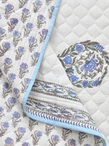 Handblock Printed Quilted Reversible Cotton Bedcover with 2 Pillow Covers