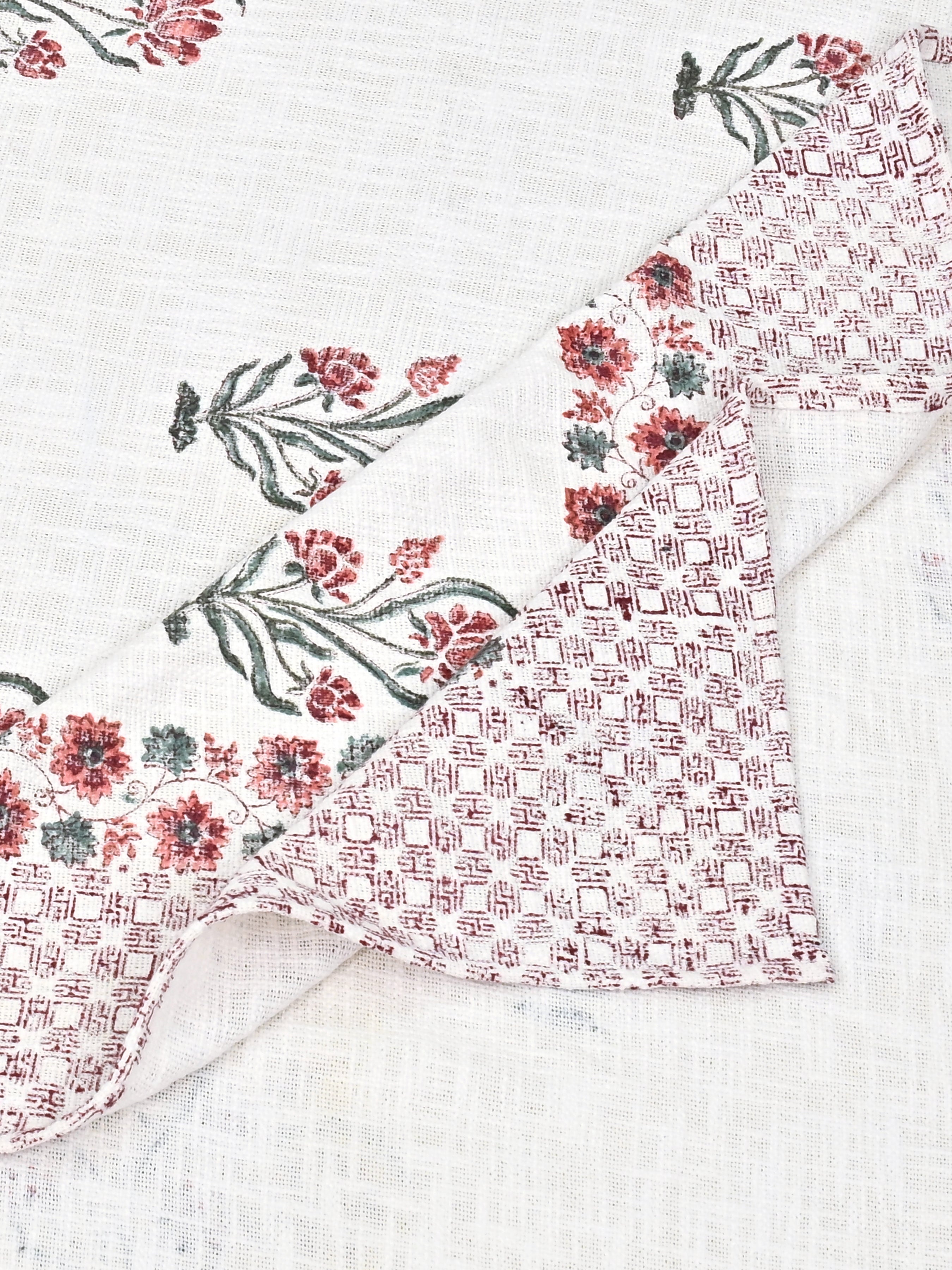 Handblock printed Jute Cotton Bedcover - Double King with 2 Pillow Covers