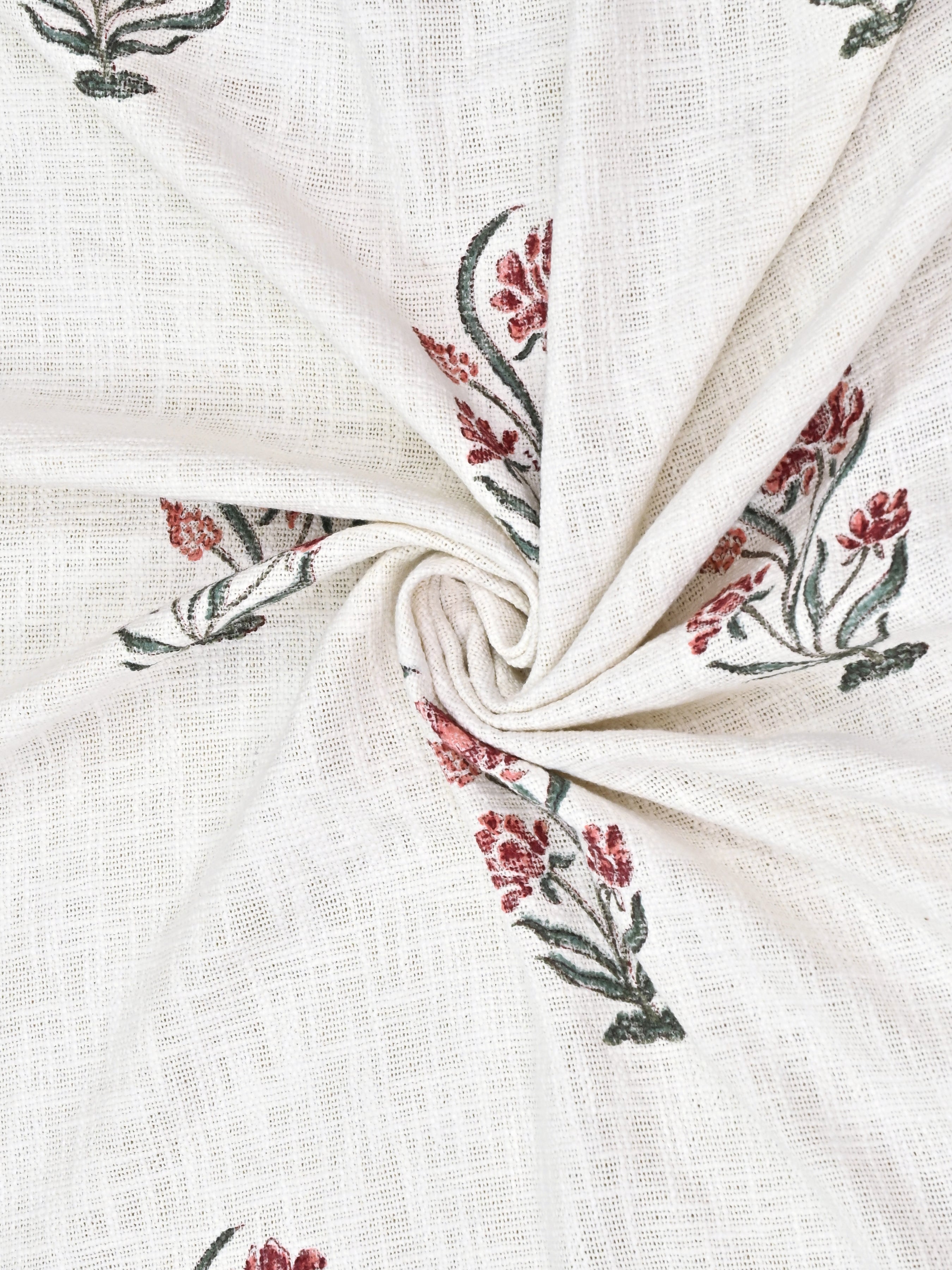 Handblock printed Jute Cotton Bedcover - Double King with 2 Pillow Covers