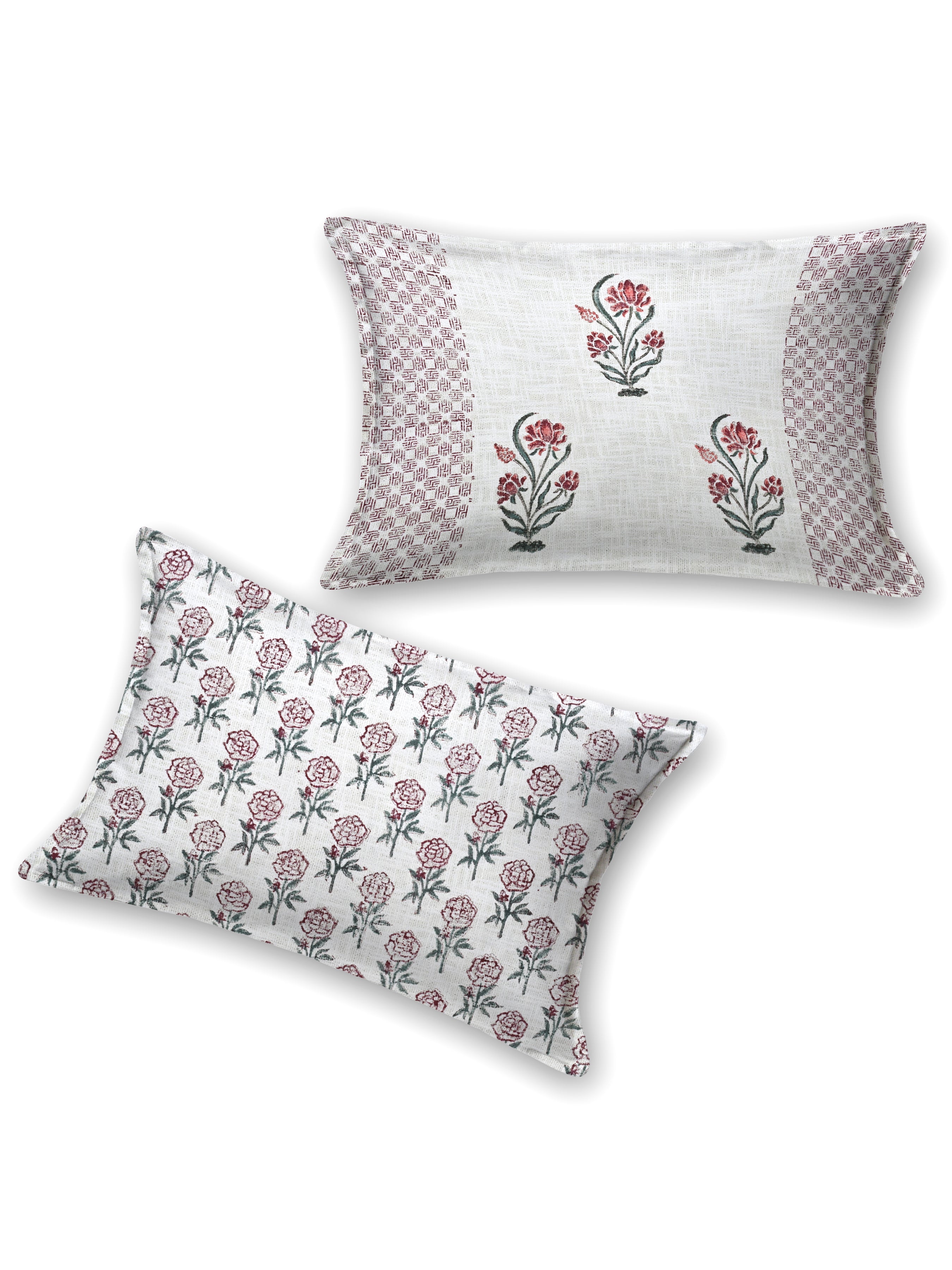 Handblock printed Jute Cotton Bedcover - Double King with 2 Pillow Covers