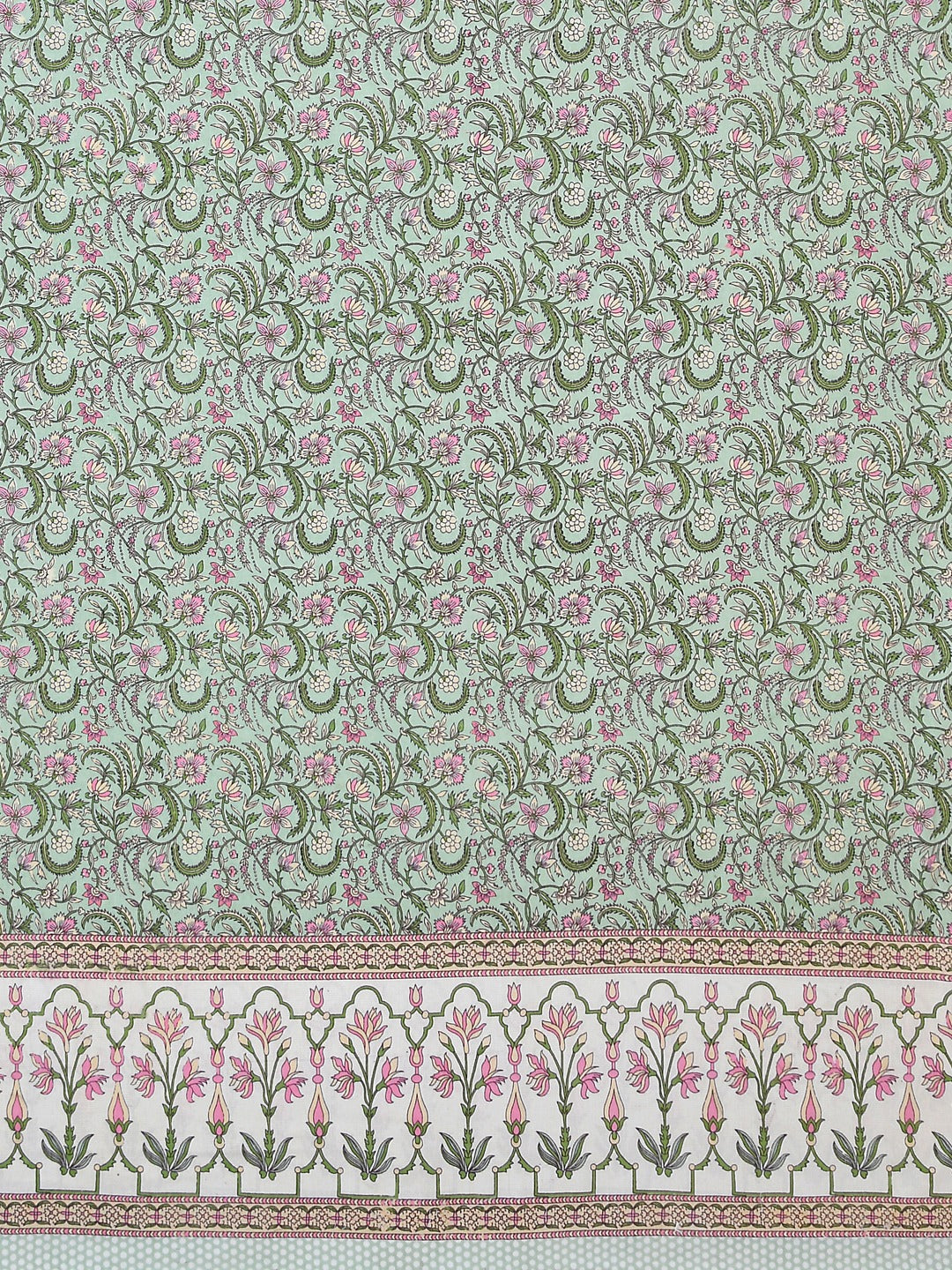 Green  Double King Bedsheet with 2 Pillow Covers