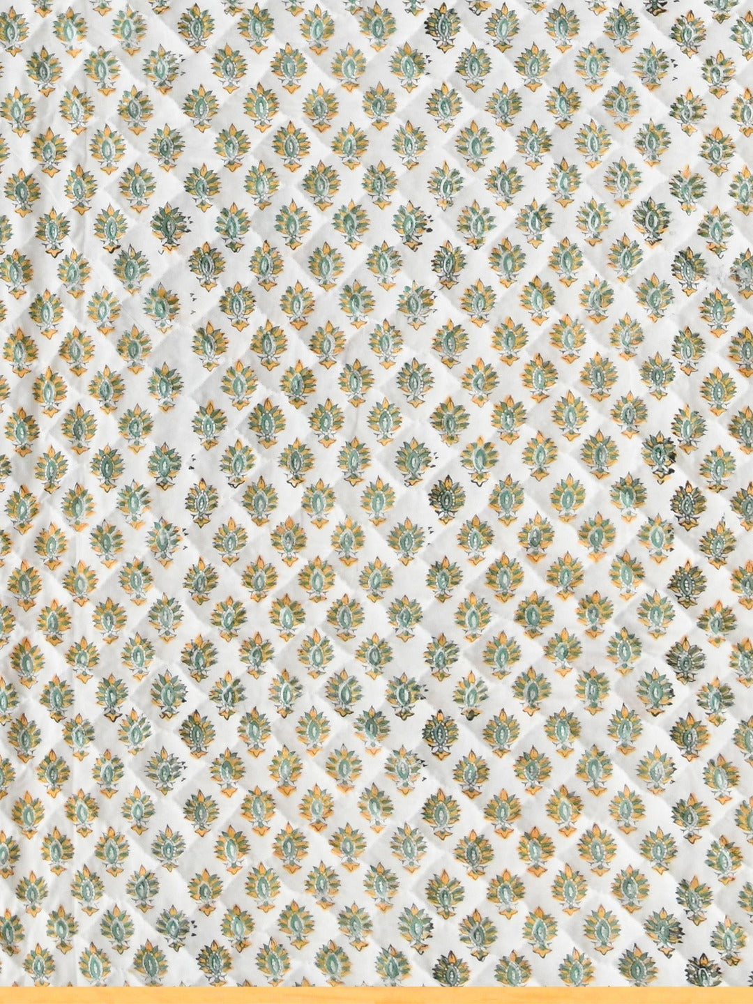 Handblock Printed Quilted Reversible Cotton Bedcover with 2 Pillow Covers