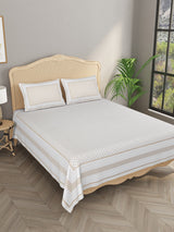 Double King Bedsheet with 2 Pillow Covers with Gold print
