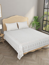 Double King Bedsheet with 2 Pillow Covers with Gold prints
