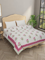Handblock Printed Double Bed Quilt 380 GSM American Cotton Filling