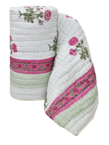 Handblock Printed Double Bed Quilt 380 GSM American Cotton Filling