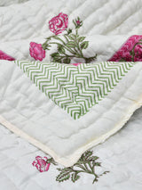 Handblock Printed Double Bed Quilt 380 GSM American Cotton Filling