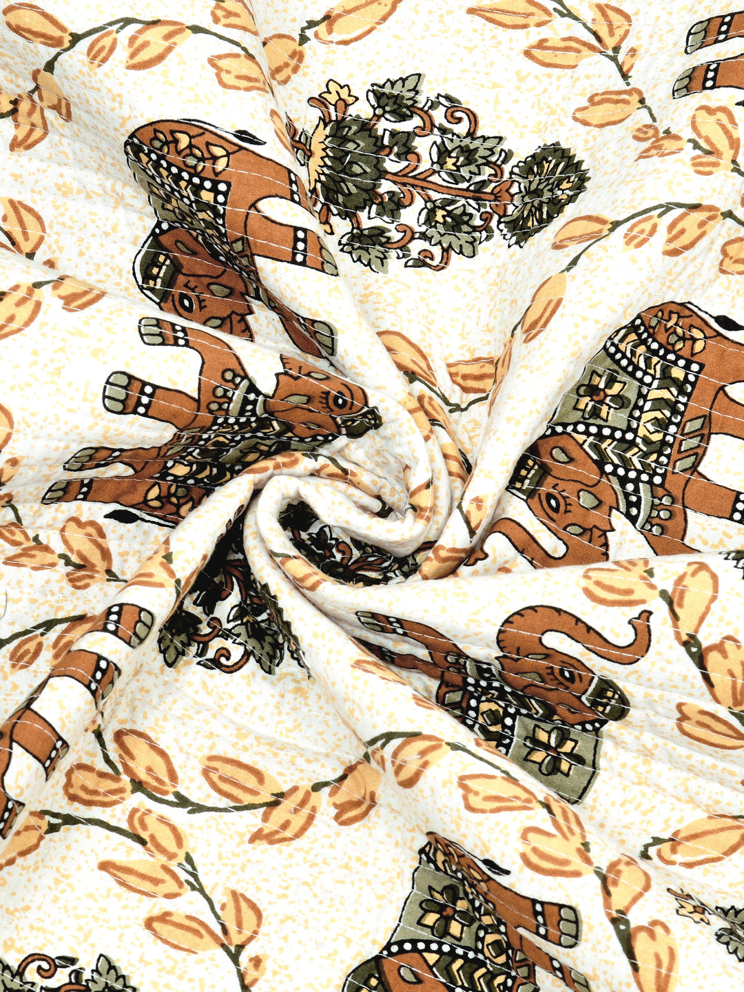 Quilted Floral Printed Reversible Bedcover with 2 Pillow Covers