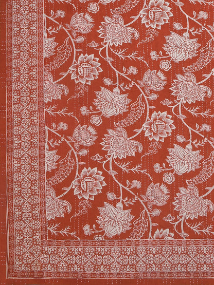 Handblock printed Kantha Bedcover