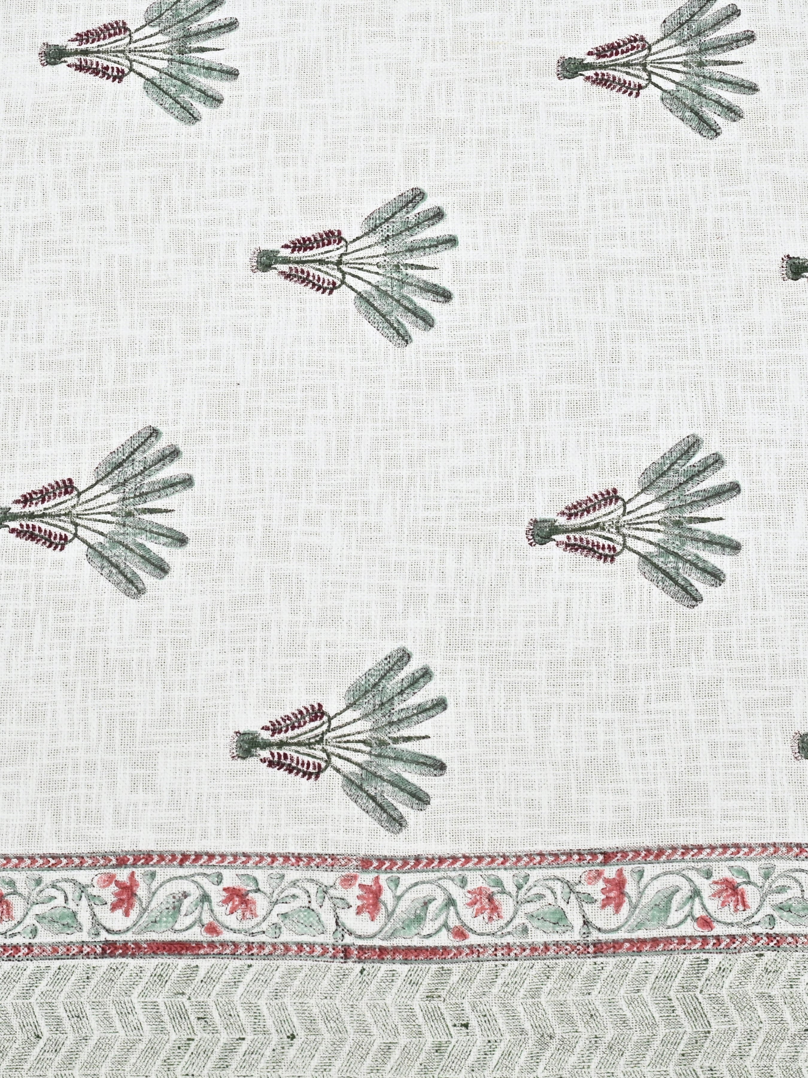 Handblock printed Jute Cotton Bedcover - Double King with 2 Pillow Covers