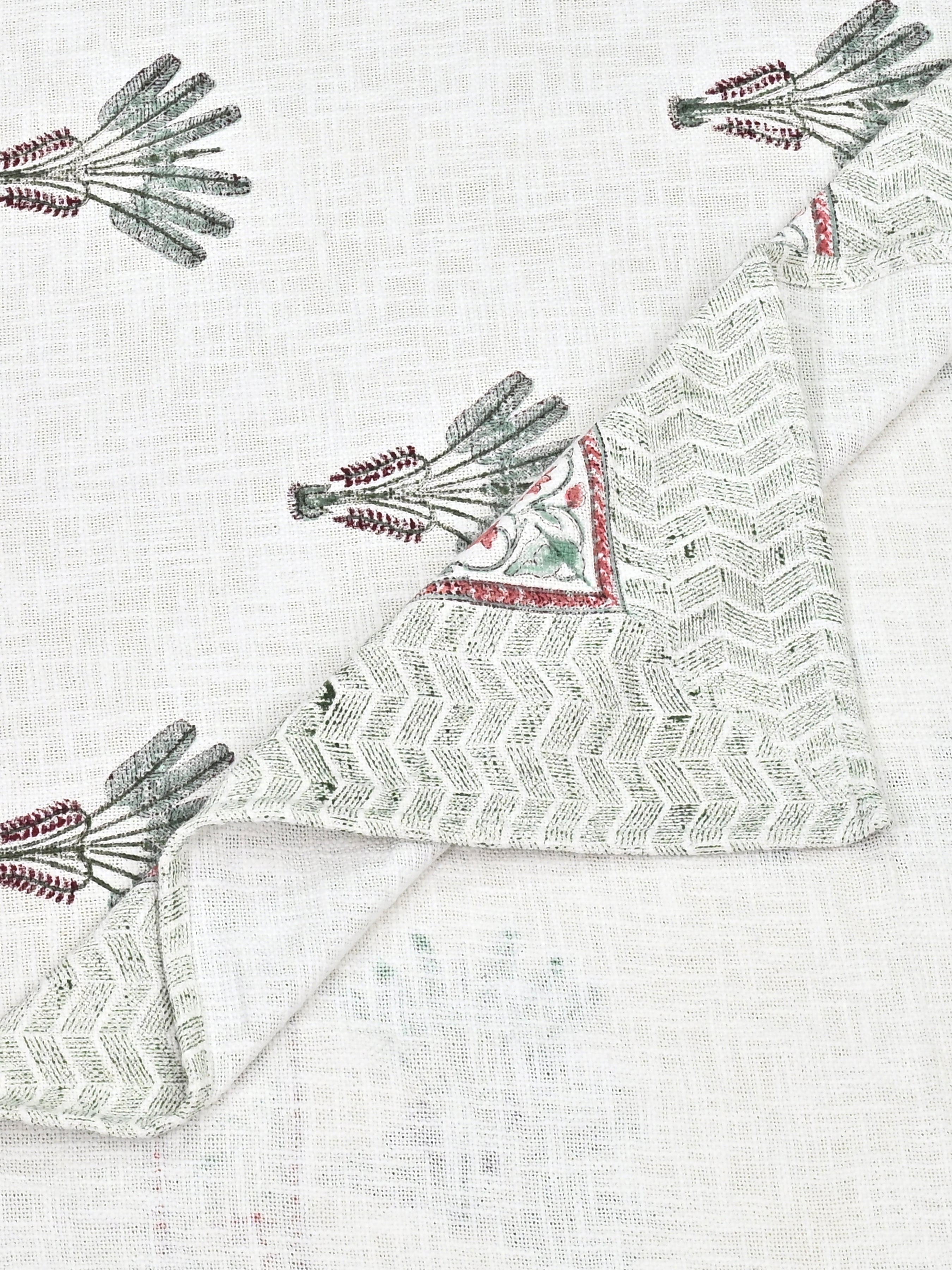 Handblock printed Jute Cotton Bedcover - Double King with 2 Pillow Covers