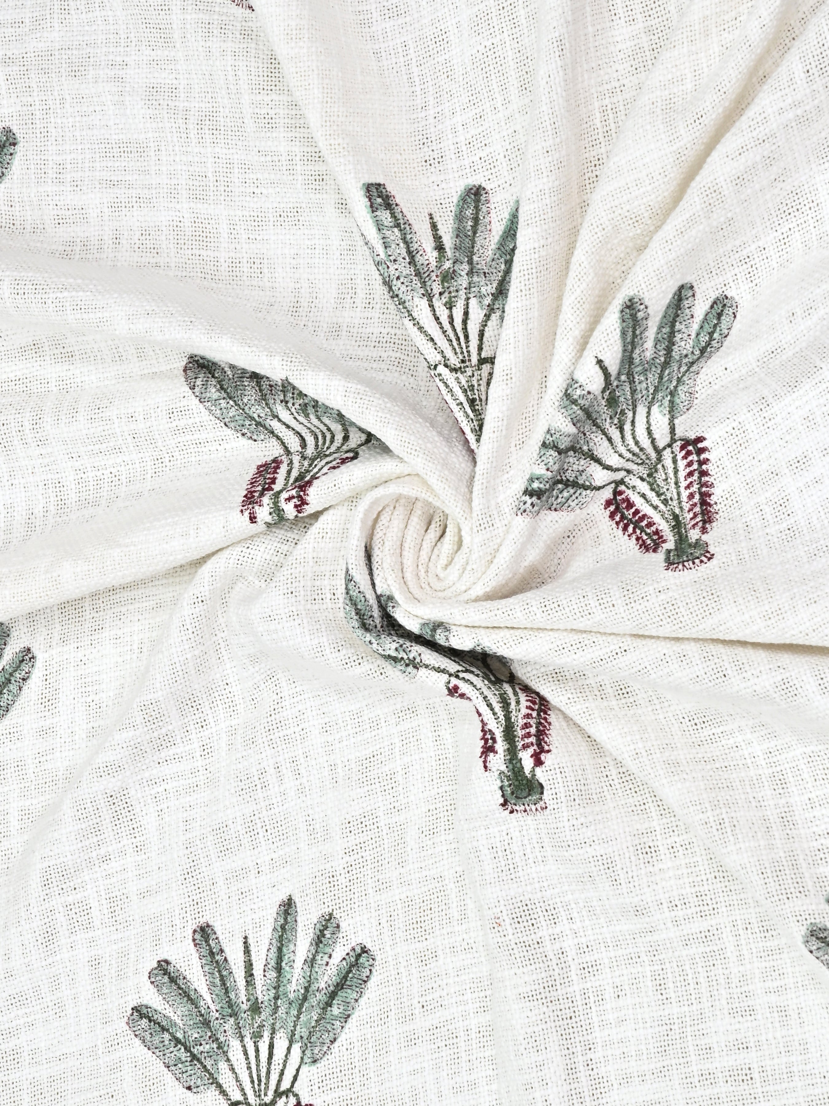 Handblock printed Jute Cotton Bedcover - Double King with 2 Pillow Covers