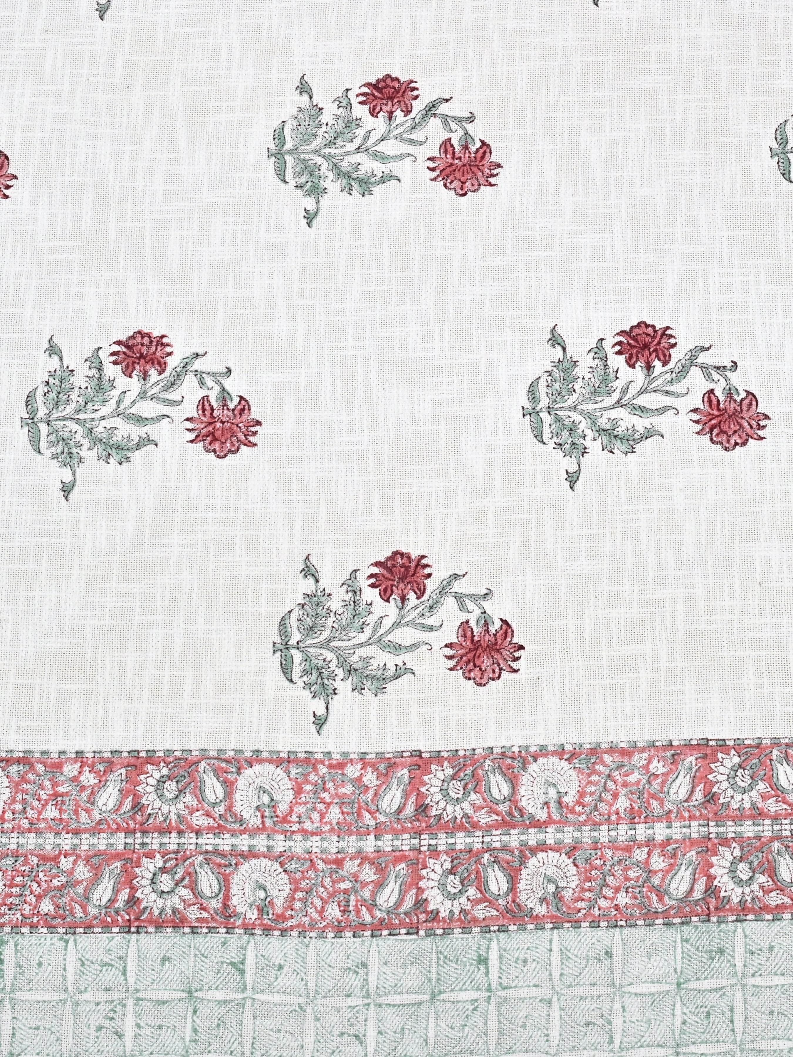 Handblock printed Jute Cotton Bedcover - Double King with 2 Pillow Covers