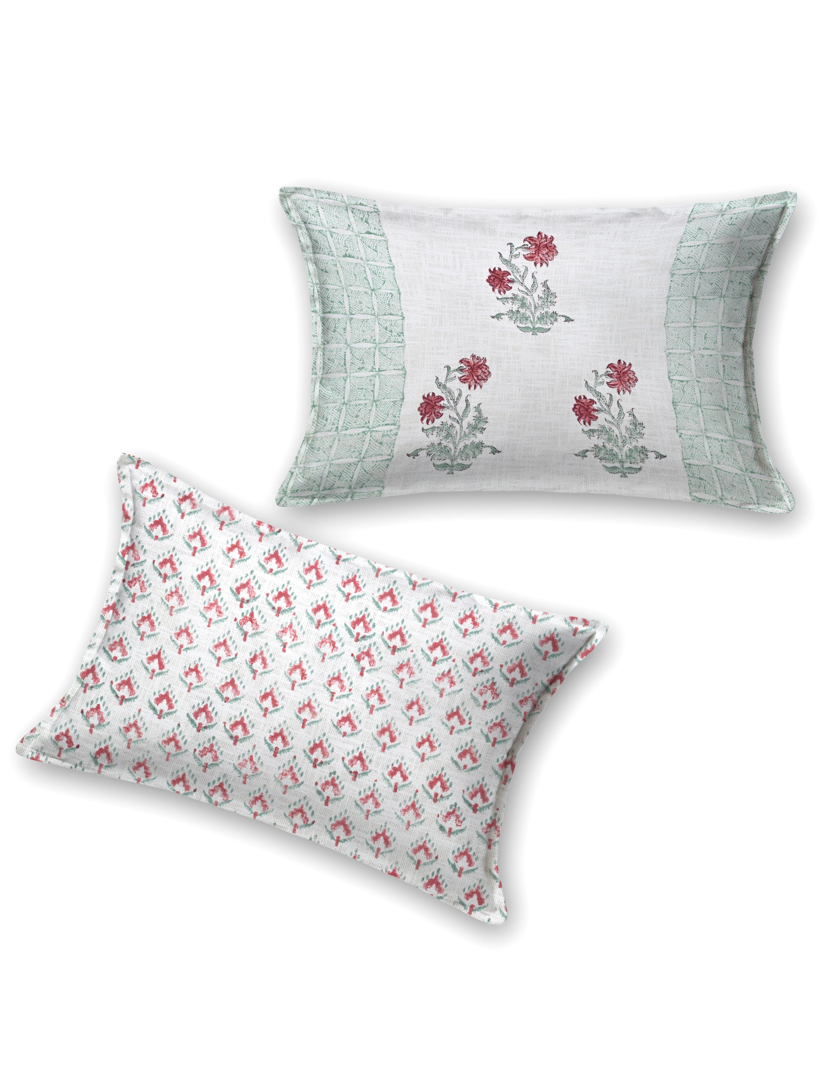 Handblock printed Jute Cotton Bedcover - Double King with 2 Pillow Covers