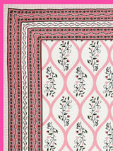 Quilted Floral Printed Reversible Bedcover with 2 Pillow Covers