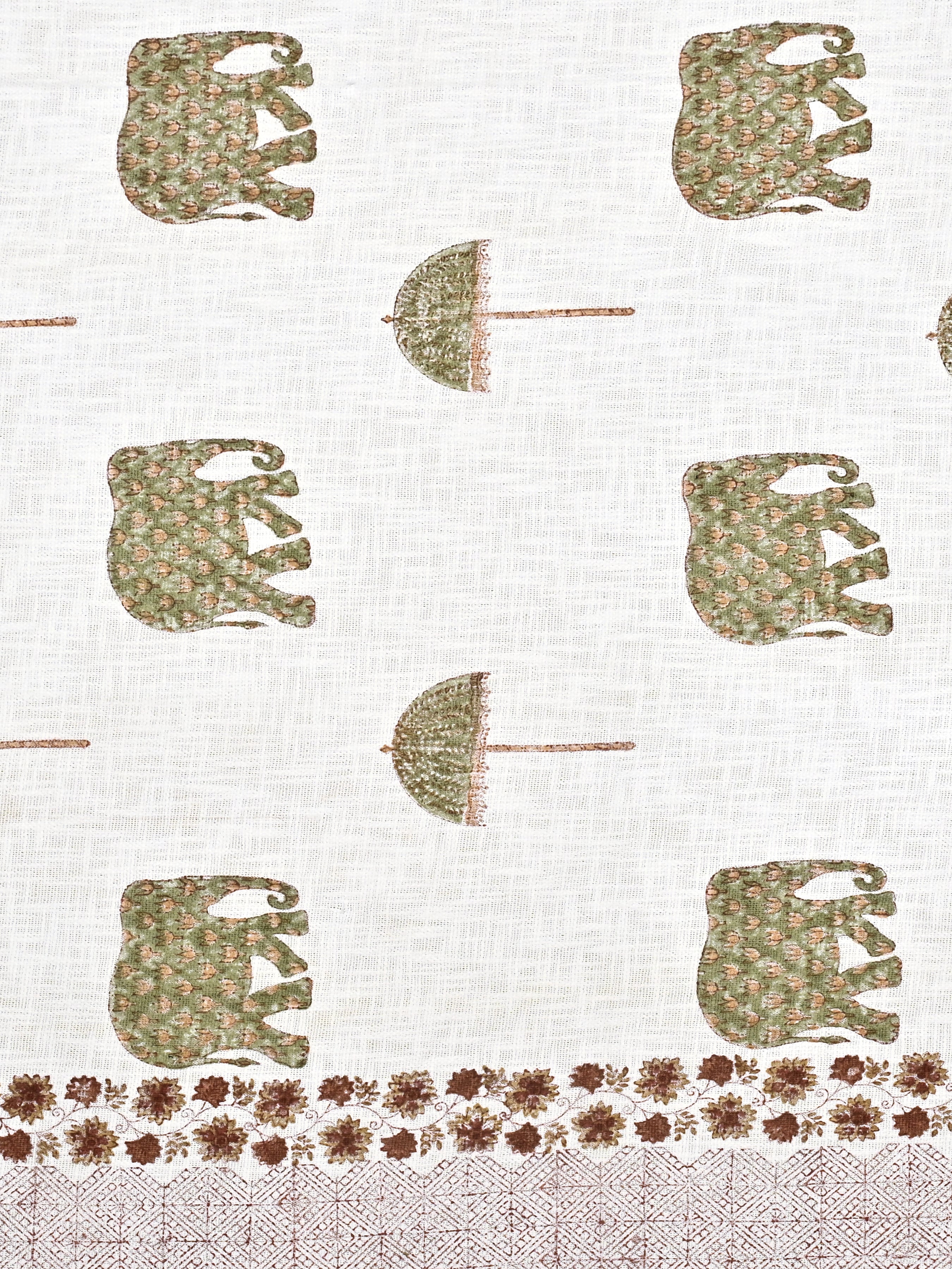 Handblock printed Jute Cotton Bedcover - Double King with 2 Pillow Covers