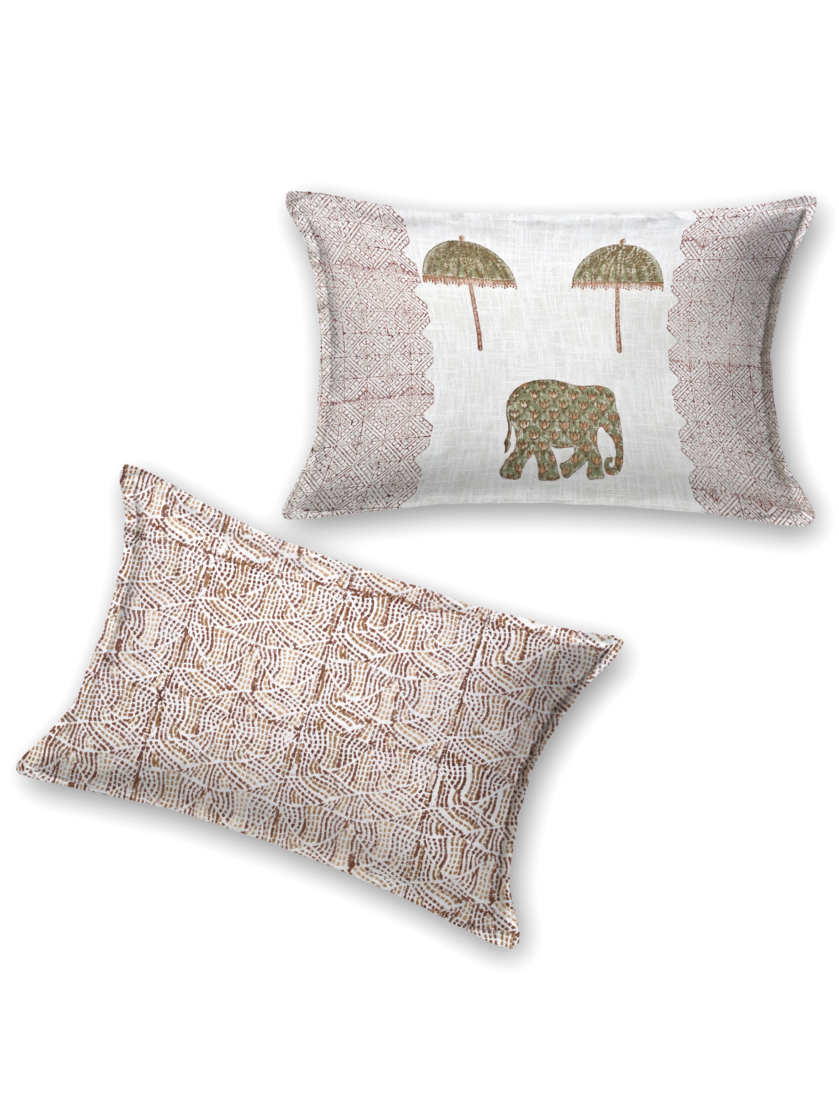 Handblock printed Jute Cotton Bedcover - Double King with 2 Pillow Covers