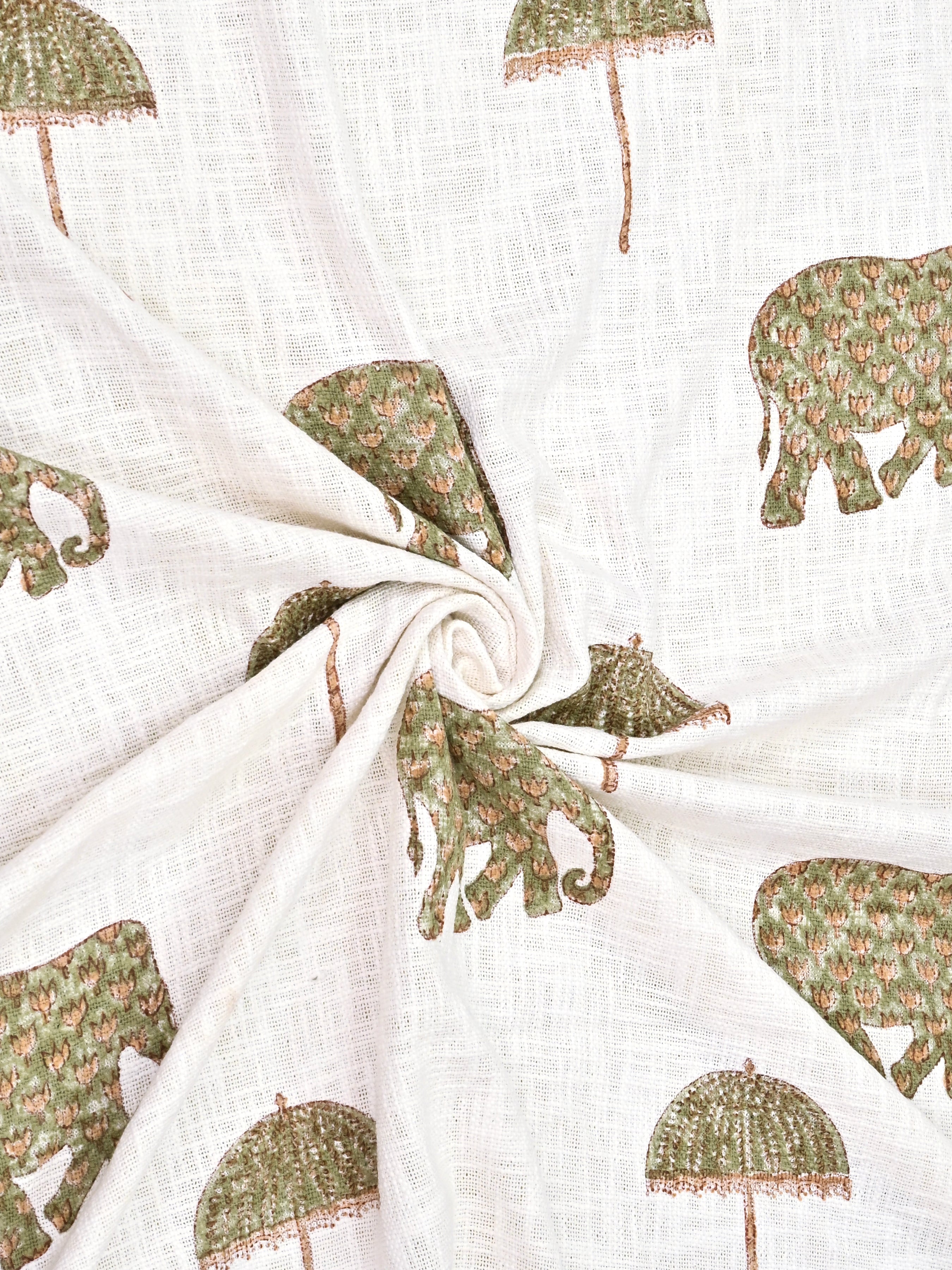 Handblock printed Jute Cotton Bedcover - Double King with 2 Pillow Covers
