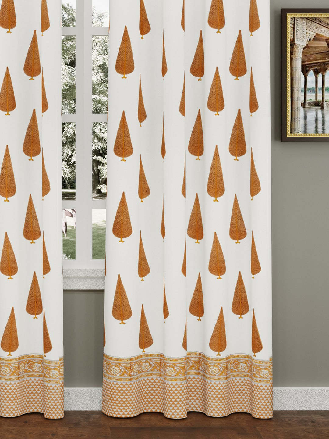 Set of 2 Cotton Handblock Printed Cotton Long Door Curtain - 8.5X5 feet