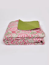 Handblock printed Kantha Bedcover
