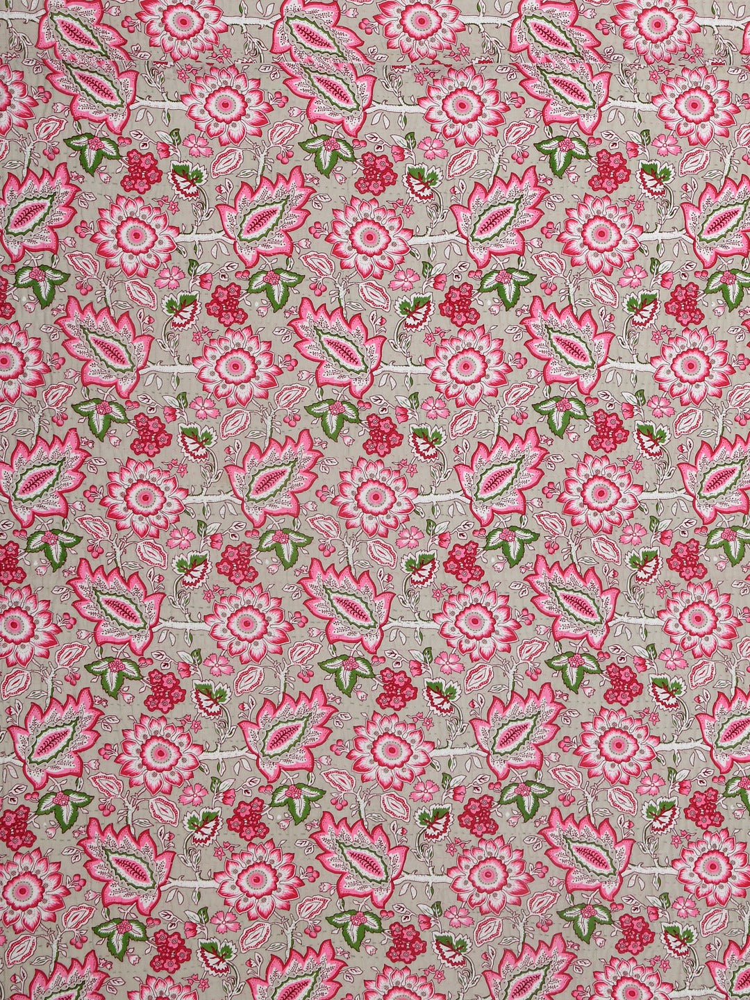Handblock printed Kantha Bedcover