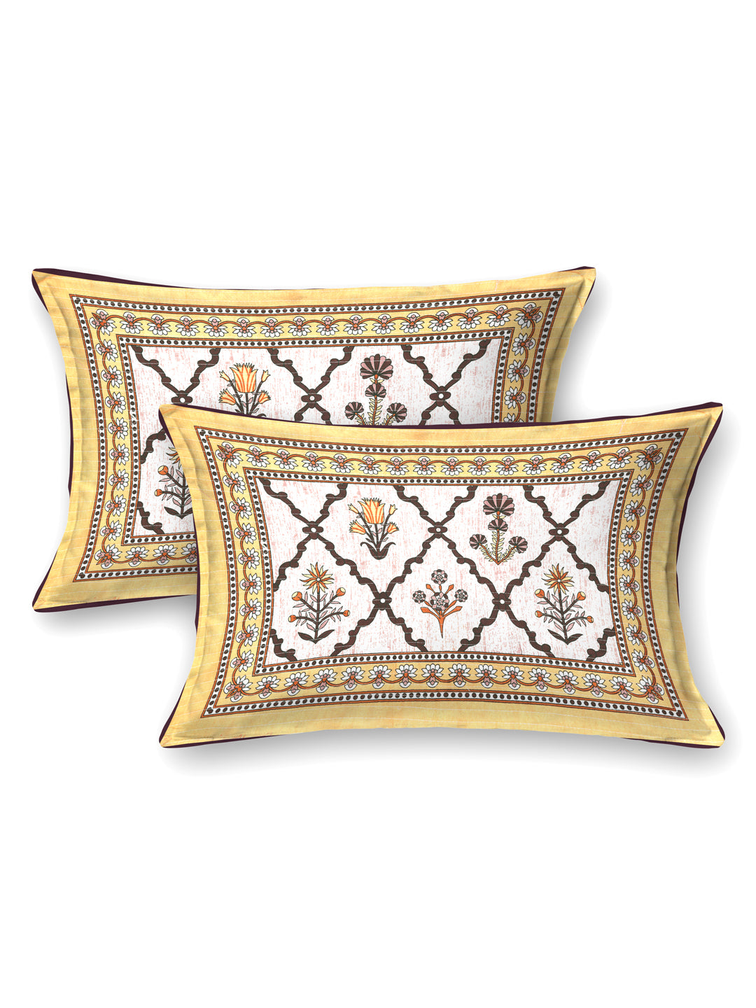 Quilted Floral Printed Reversible Bedcover with 2 Pillow Covers