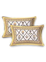 Quilted Floral Printed Reversible Bedcover with 2 Pillow Covers