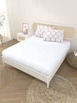 Premium Cotton Fitted Bedsheet (90x108 Inch) – Plain Design with 2 Printed Pillow Covers