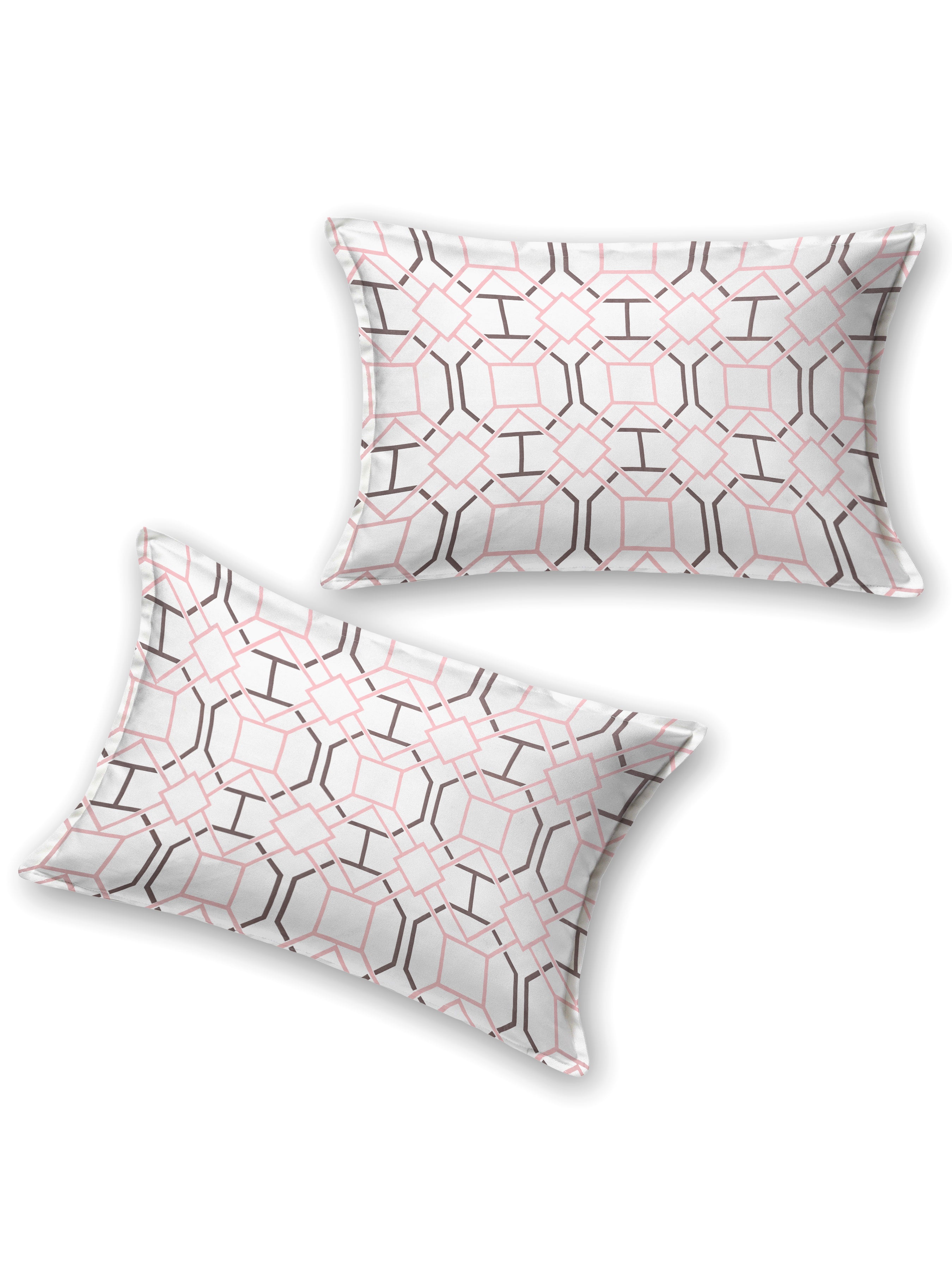 Premium Cotton Fitted Bedsheet (90x108 Inch) – Plain Design with 2 Printed Pillow Covers