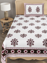 Cotton Floral Print Single bedsheet with 1 Pillow Cover