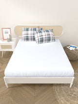 Premium Cotton Fitted Bedsheet (90x108 Inch) – Plain Design with 2 Printed Pillow Covers