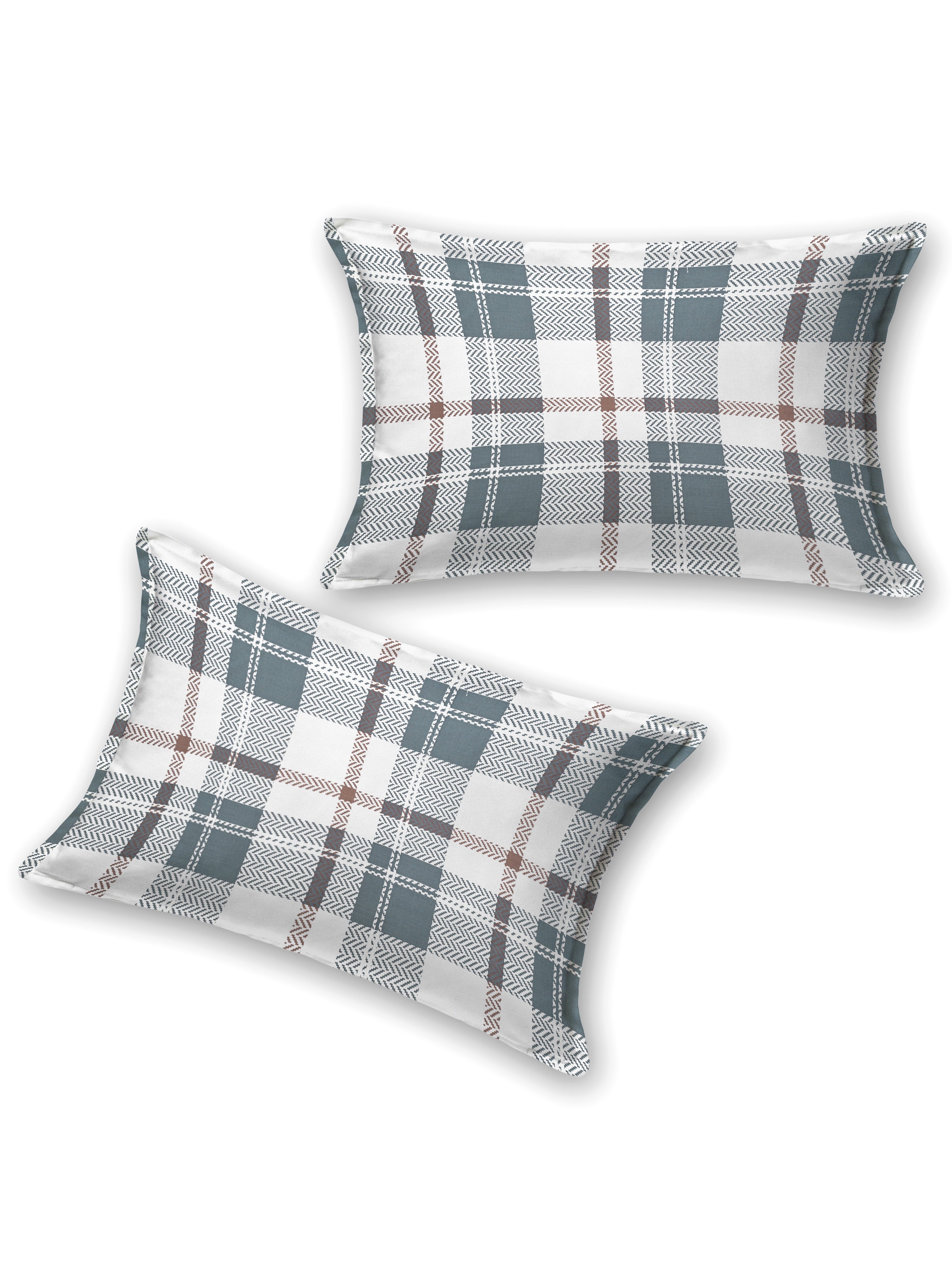 Premium Cotton Fitted Bedsheet (90x108 Inch) – Plain Design with 2 Printed Pillow Covers