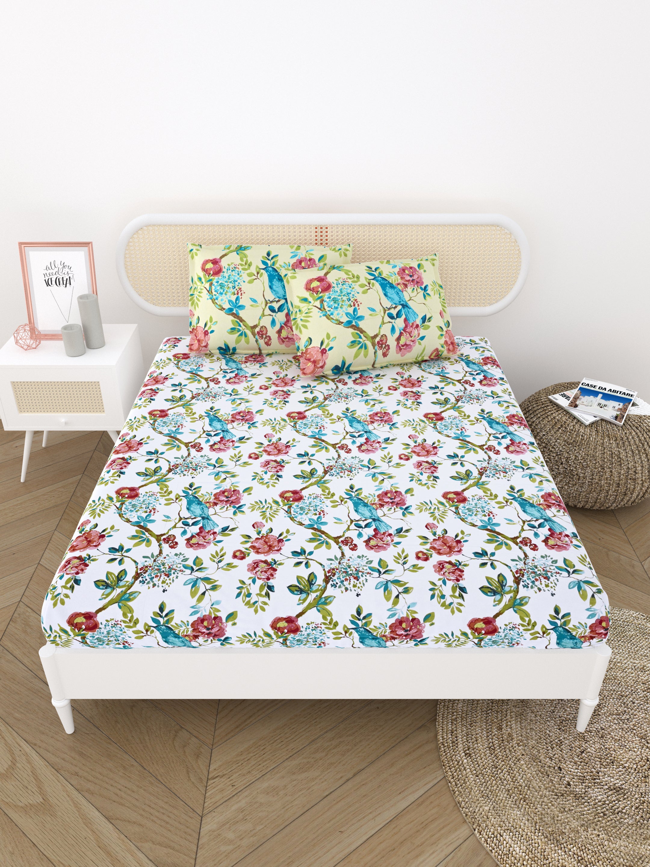 Double King Bedsheet with 2 Pillow Covers